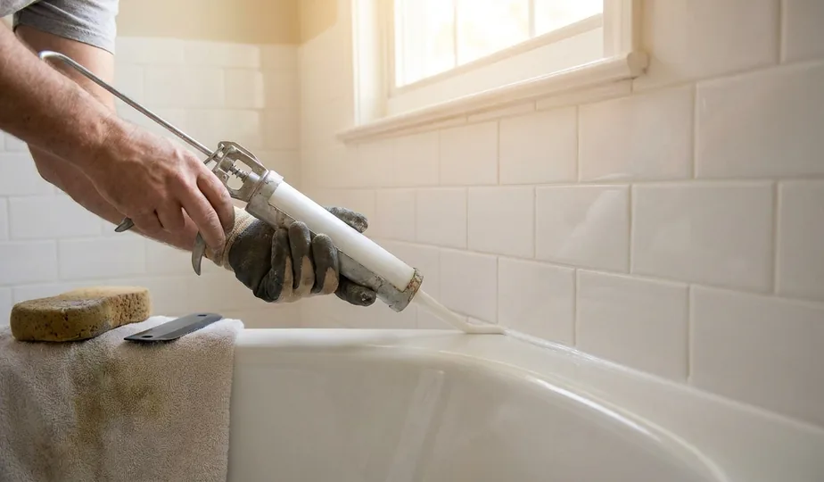 Caulking repair in a bathroom in Portland, Oregon