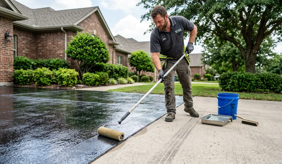 Driveway sealing after pressure washing in Portland, Oregon