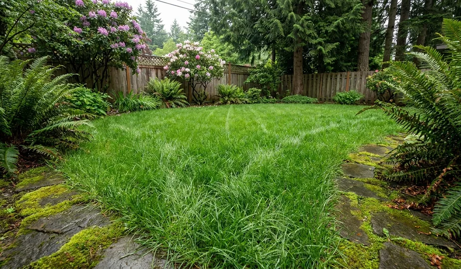 Lush green lawn in the Pacific Northwest